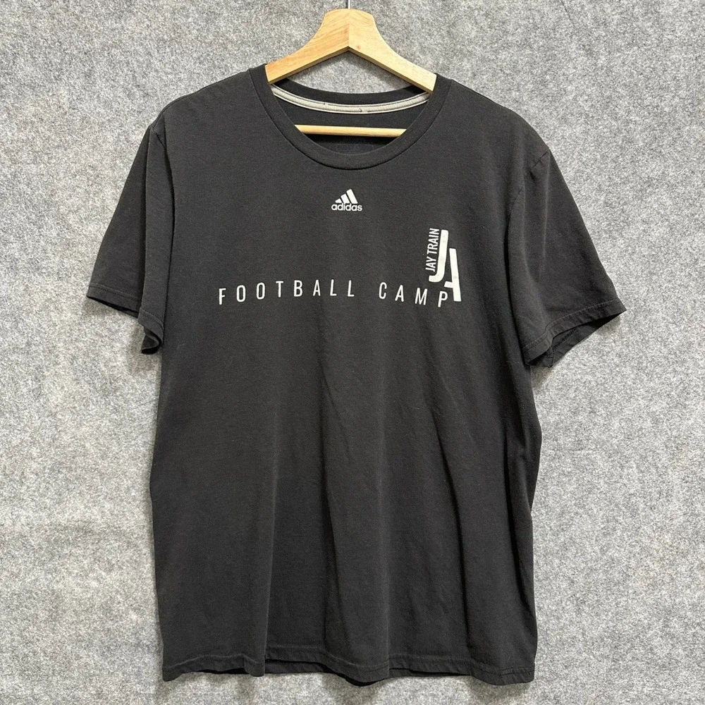 Adidas T-Shirt Mens Large Black Jay Train Football Camp Climalite‎ Short Sleeve